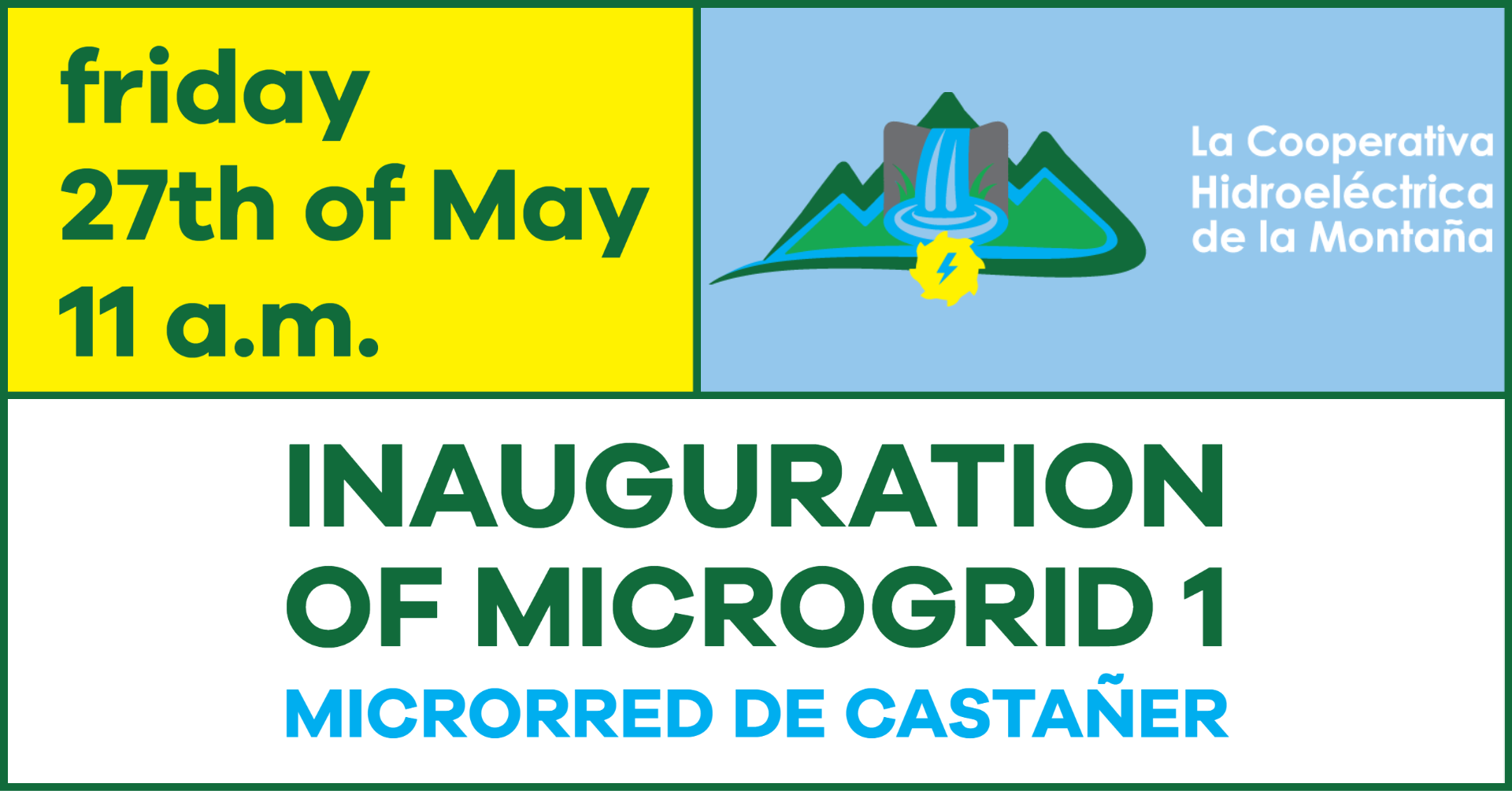 Invitation for the inauguration of Microgrid 1 of the Microrred de Castañer